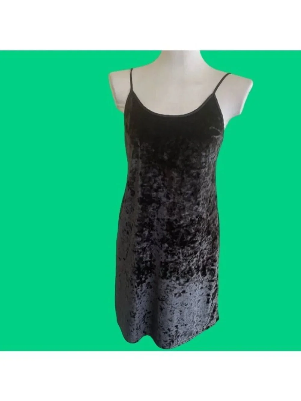 Victorias Secret Crushed Velvet Slip Dress Black XS/S Adjustable Straps